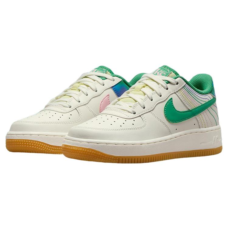 New Nike Air Force 1 Low LV8 3 Heel Stitch Sail Stadium Green GS FJ7540-100