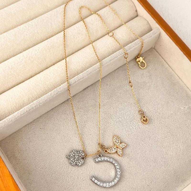 High-Quality Full-Diamond Butterfly Four-Leaf Clover Necklace For Female Niche High-End Girlfriends