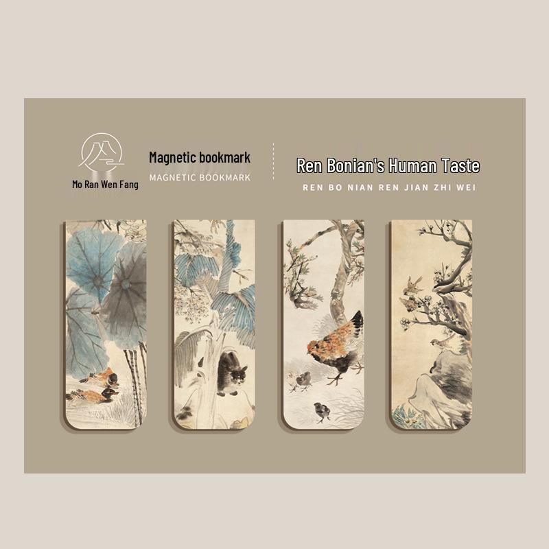 Set mit 4 magnetischen Lesezeichen mit weltberühmten Gemälden: Monet & Van Gogh