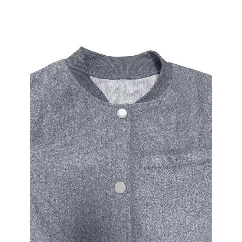 Nuova Giacca Casual da Donna Autunno e Inverno Manica Lunga Morbida Giacca di Lana Giacca Baseball