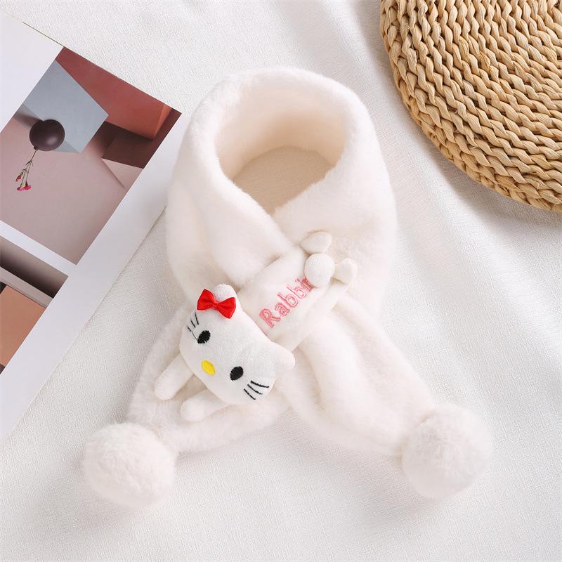 Toddler Christmas Red Scarf - Cute Cartoon Bear, Plush Imitation Rabbit Fur, Thick & Warm Neck Warmer