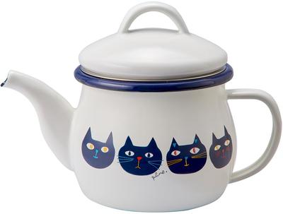 Toyo Horo Plune Enamel Teapot (with Strainer) Mimicocomomo (Peach) Size: Approx. W18 D10.6 H12.5 PTP-602