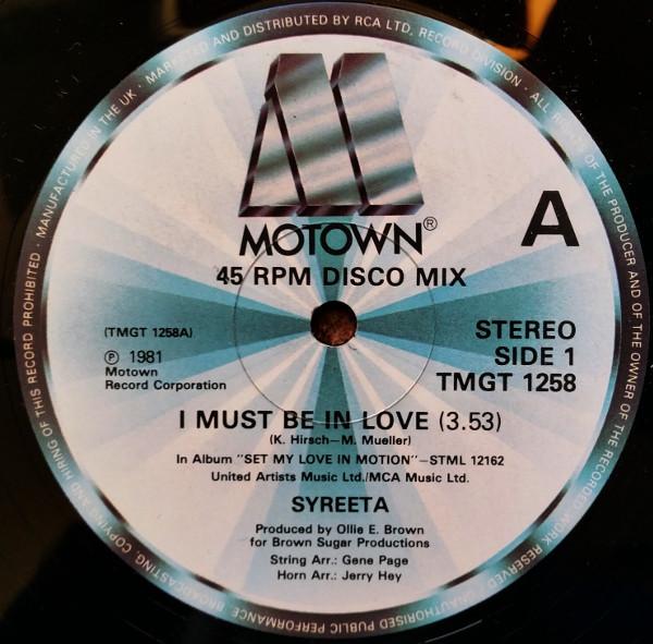

12-дюймовая пластинка SYREETA I Must Be In Love TMGT1258 MOTOWN 1981 UK SoulFunk Б/у