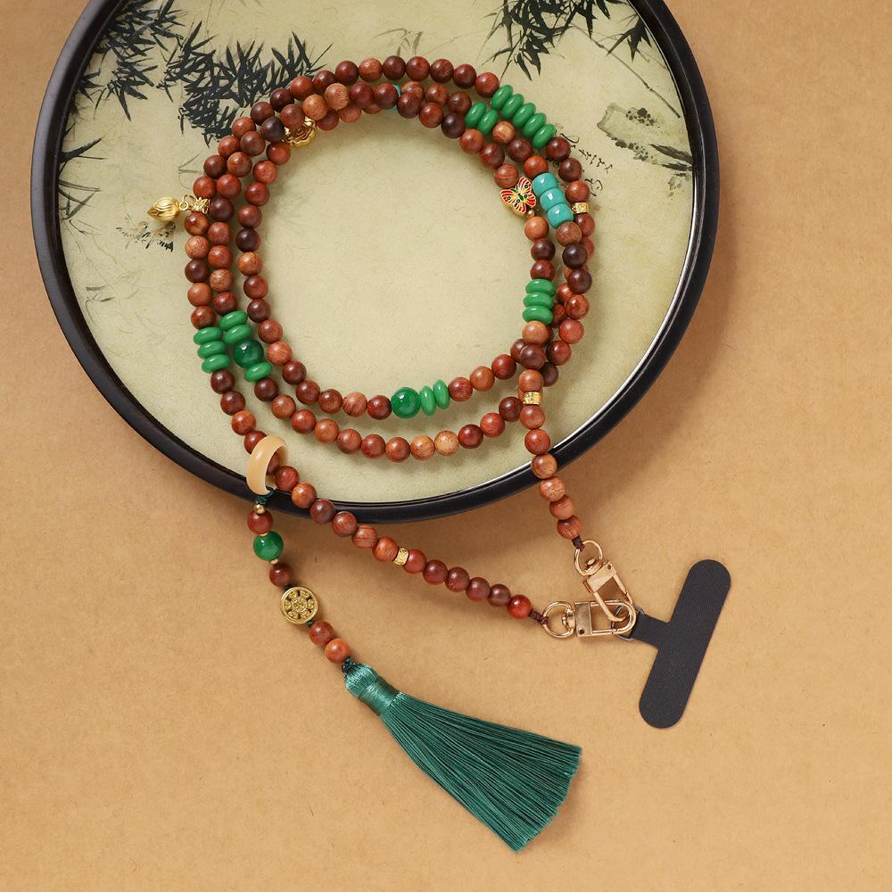 1Pcs Chinese Style Long-style Crossbody Phone Chain Anti-loss Pendant Bead Tassel Phone Chain