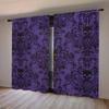 Purple-black Gothic Retro Skull and Flower Pattern Printed Curtains   Window Decorations   Home Decorations   Room Decorations