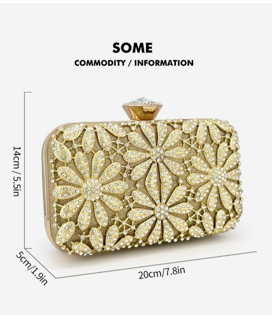 Floral Diamond Evening Bags Luxury Chain Shoulder Crossbody Bags Party Wedding Clutch Ladies Elegant Purse Handbags