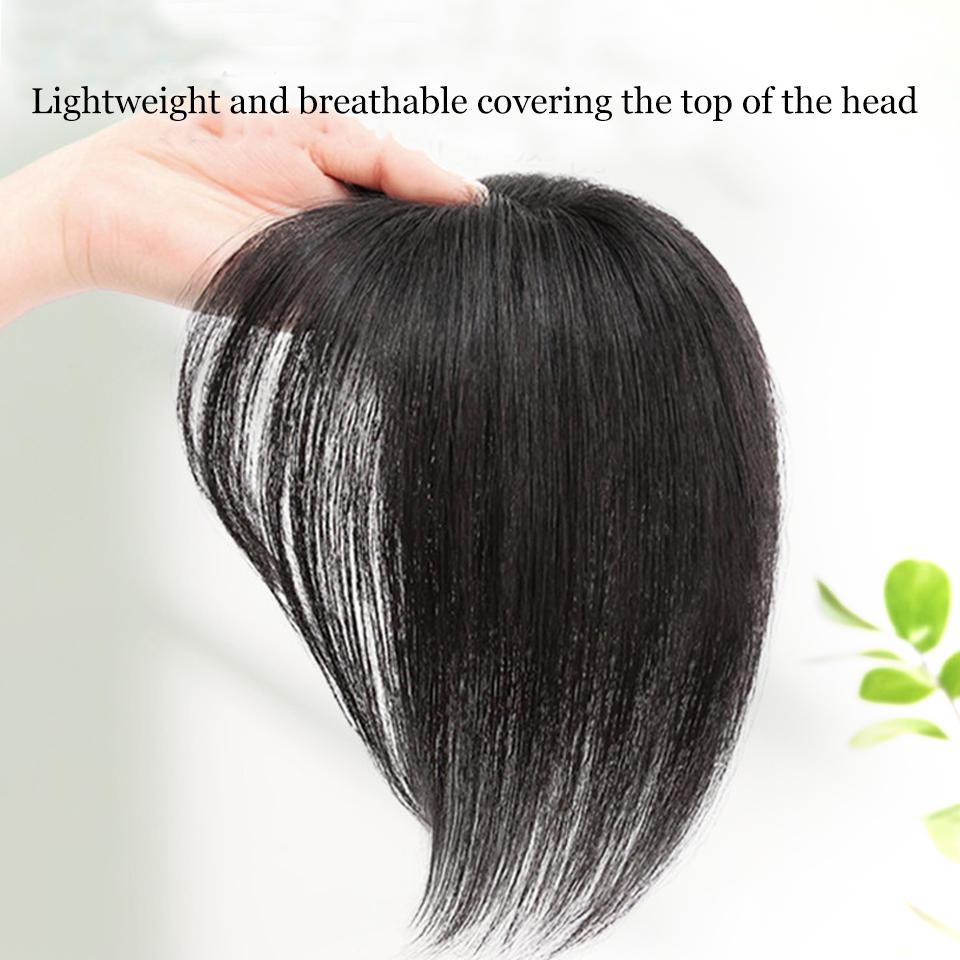 Synthetic Hair Topper  Straight 3 Clips Center Part Hairpiece Clip In One Piece Head Top Hair Extensions Invisible Replacement Cover White Hair