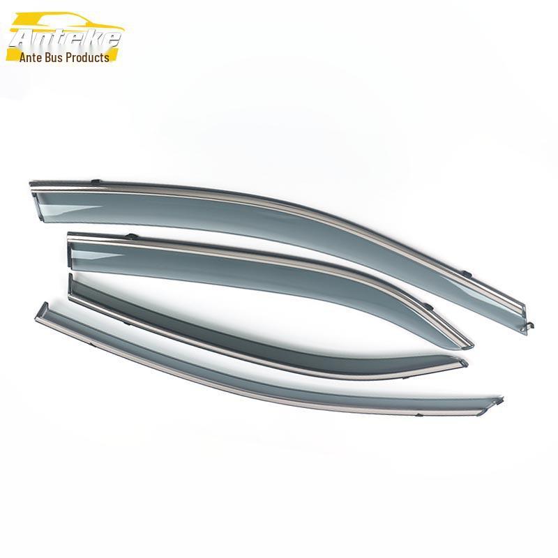 Fits 17 Huan Chi Models: 3D Stainless Steel Rain Deflector & Sun Visor Trim with Bright Strip Exterior Accessories.