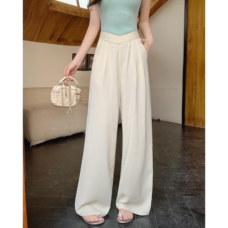 2026 Spring Plus Size High-Waisted Straight Leg Draping Casual Wide Leg Pants for Women