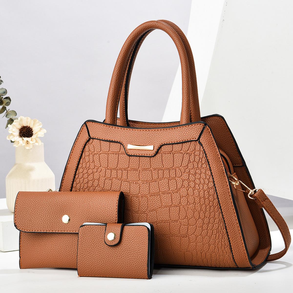 

Tote Bag For Women with Zipper PU Leather Handbags Multi-Pocket Shoulder Bags Crossbody Bag with Matching Purses Wallet