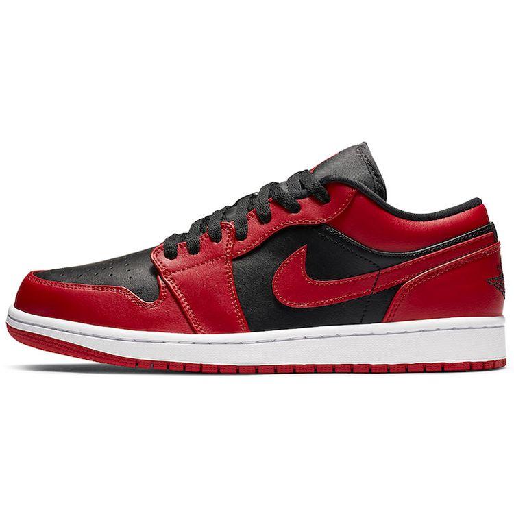 Air Jordan 1 Low Reverse Bred Men Sneakers Black Gym-Red 553558-606