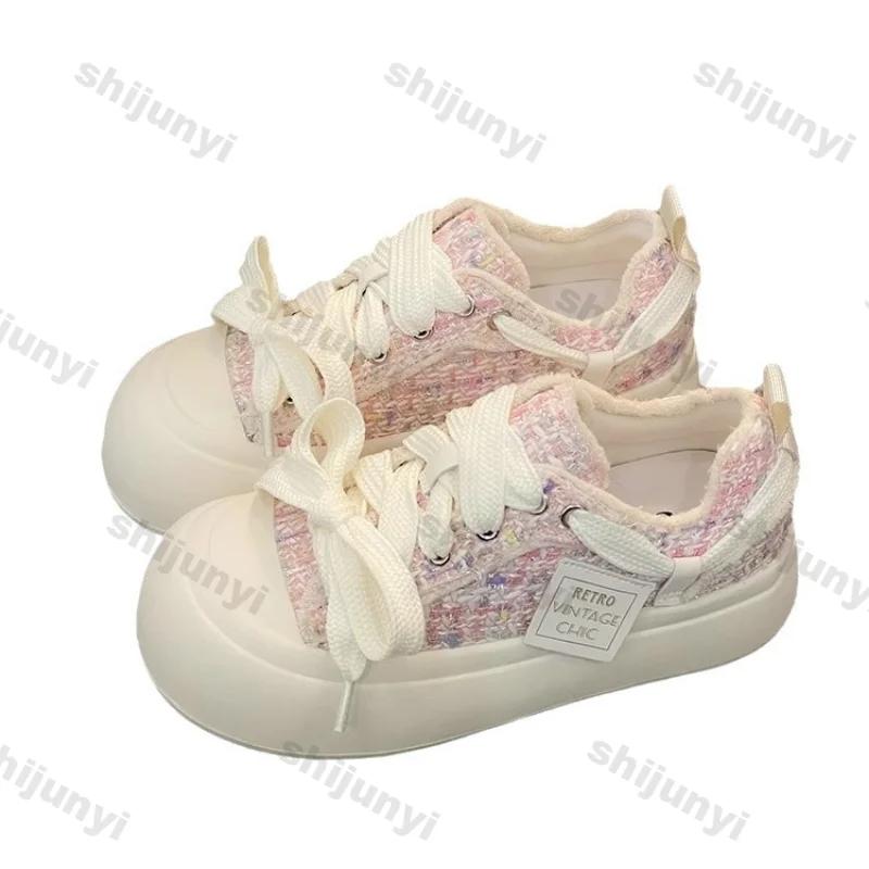 Mode Damen Plateau Canvas Schuhe Frühling Mode Bequem Atmungsaktiv Lässige Sneaker Neu Schnürschuhe Rutschfest Flach Sport Laufschuhe