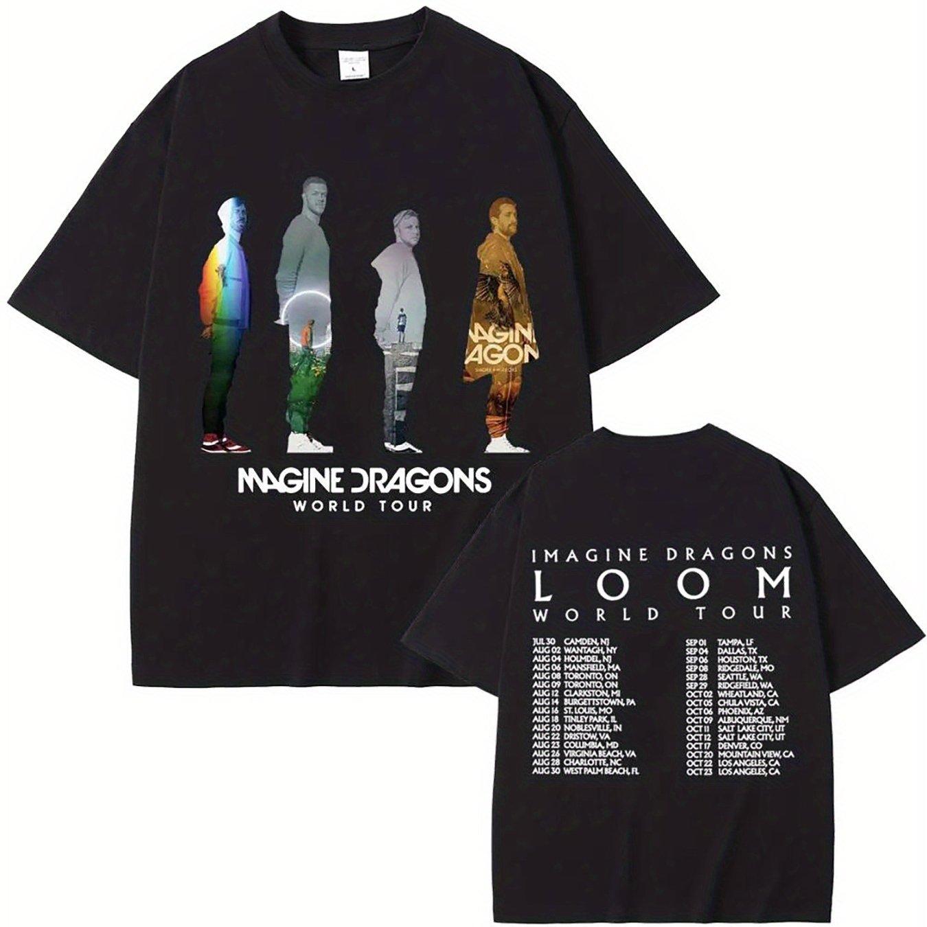 

Men s Imagine Dragons World Tour Pattern T-Shirt Cotton Crew Neck Short Sleeve Summer New Couple Top 4XL