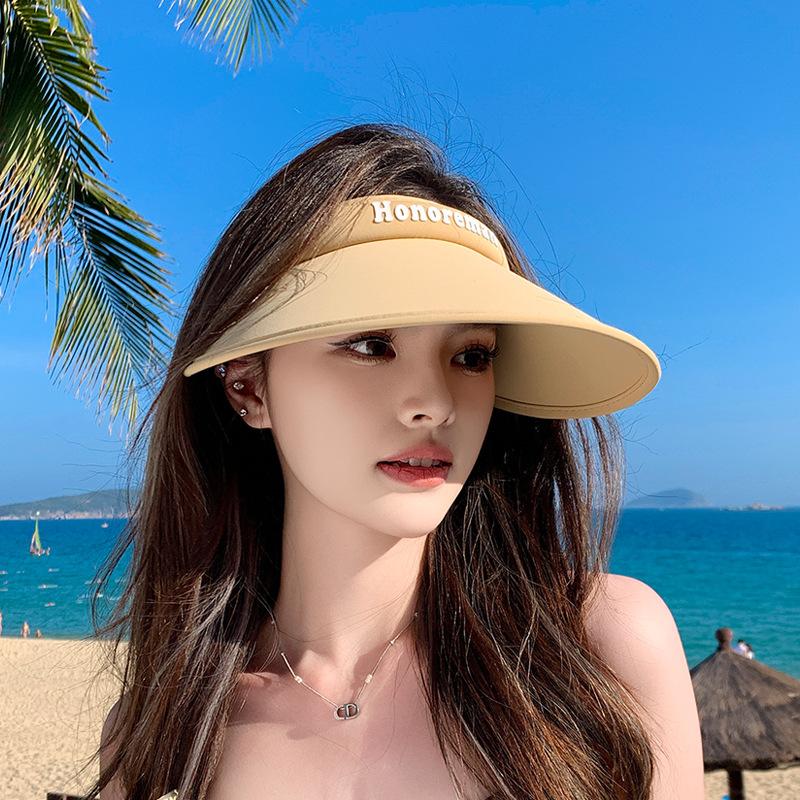 Summer sun protection hat women's outdoor travel big brim sun hat versatile fashion UV protection empty top sun hat