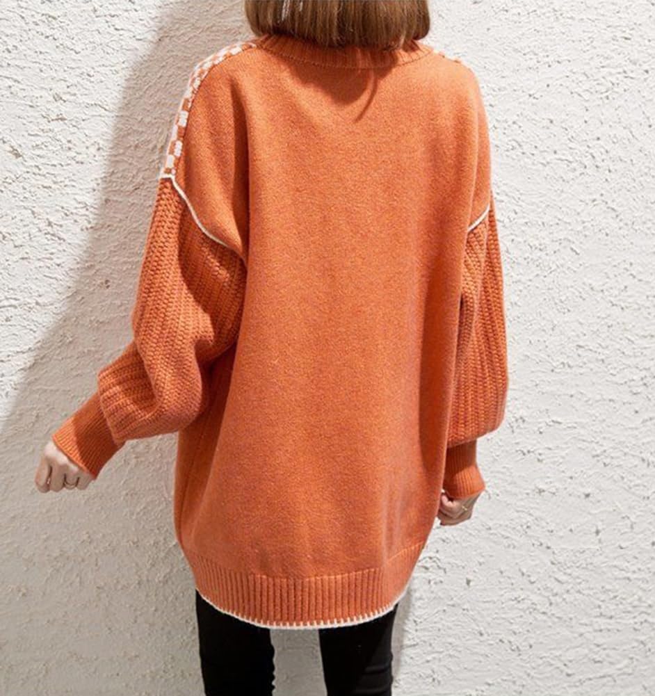 TASOGARA Knit Cut and Sewn One Size Fits Loose Plus Women's Cardigan, Sweater, Outerwear, V-Neck, Most, Fit, Casual, Sizes, Fall/Winter (Orange)