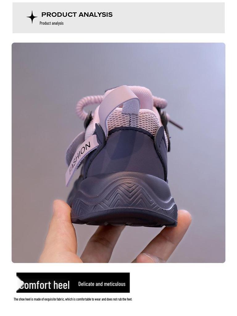 Girls' Trendy 2024 Spring Dad Sneakers - Versatile, Soft Sole, Mesh Sports Shoes for Kids