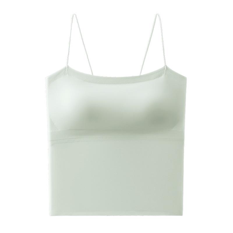 2025 New Summer Plus Size Backless Cami Tank Top with Breast Pads – All-in-One Bandeau Lingerie for Women