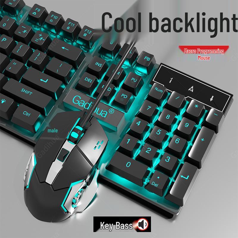 Stummes kabelgebundenes Tastatur- und Mausset mit mechanischem Gefühl für PC/Laptop-Gaming - 3-teiliges Esports-Peripheriegerät.