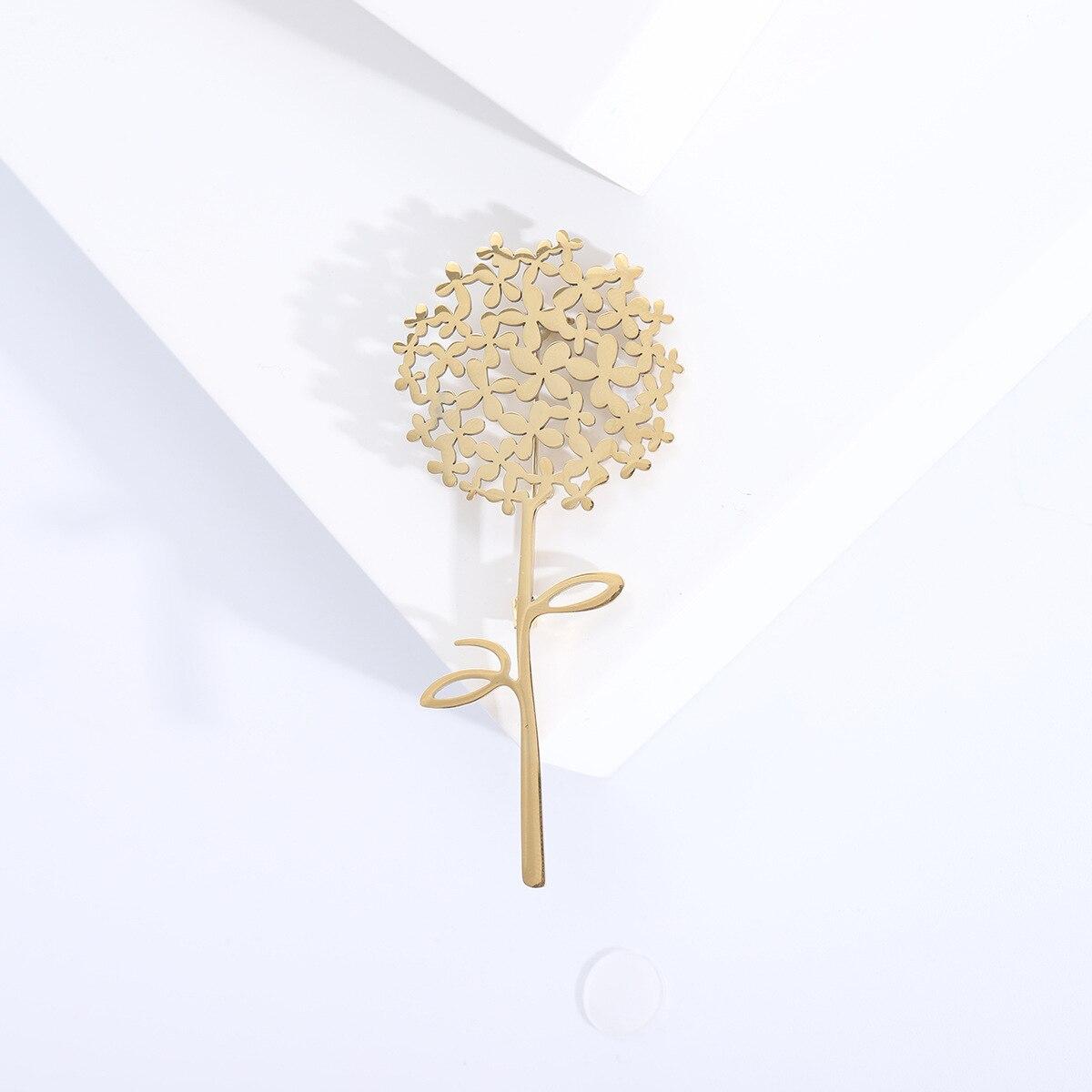 

Blucome брошь в виде цветка одуванчика из нержавеющей стали для женщин, очаровательное растение, офисная вечеринка, повседневный костюм, булавки, ювелирные изделия, аксессуары золотой