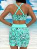 Bikini Due Pezzi Stampa Coulisse Vita Alta Taglie Forti Set Tre Pezzi Elegante