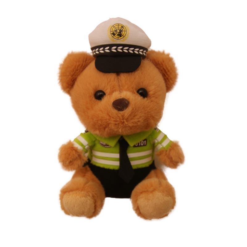 Cute Cute Traffic Police Bear Pendant Plush Toys Fire Police Bag Hanging Keychain Doll