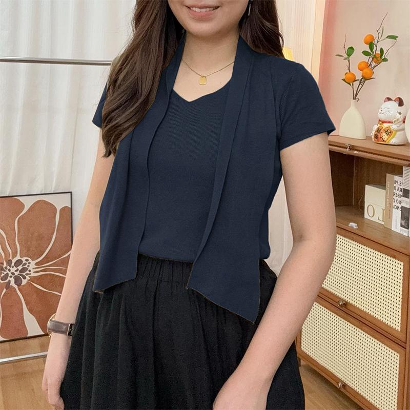 

ZANZEA Женское повседневное платье с V-образным вырезом, свободного кроя, однотонное, с коротким рукавом 5XL темно-синий