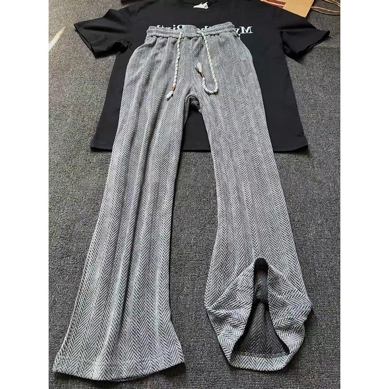 

Xiaoxiangfeng Цыганские вязаные брюки мужские осенние американские микро-спортивные штаны чувство высокого класса хулиганский красивый высококлассные повседневные брюки 3XL серый