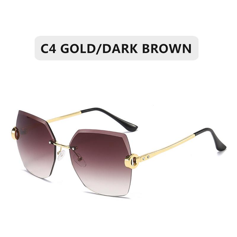 Mode Übergroße Randlose Sonnenbrille Damen Berühmte Luxusmarke Design Sexy Vintage Dame Sommerstil Sonnenbrille