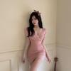 Night Main Store Overalls Dresses Women's Spice Girls Sexy V-Neck Low Chest Tight Pleated Irregular Hip Wrap Skirt