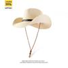 Straw Men's & Women's Adjustable Wide-Brim UV-Protective Cowboy Hat for Outdoor Hiking Summer