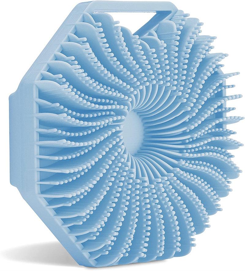 Силиконовая щетка для тела для душа. Многоугольная силиконовая щетка для ванны. Портативная массажная щетка для рыбьих плавников. синий