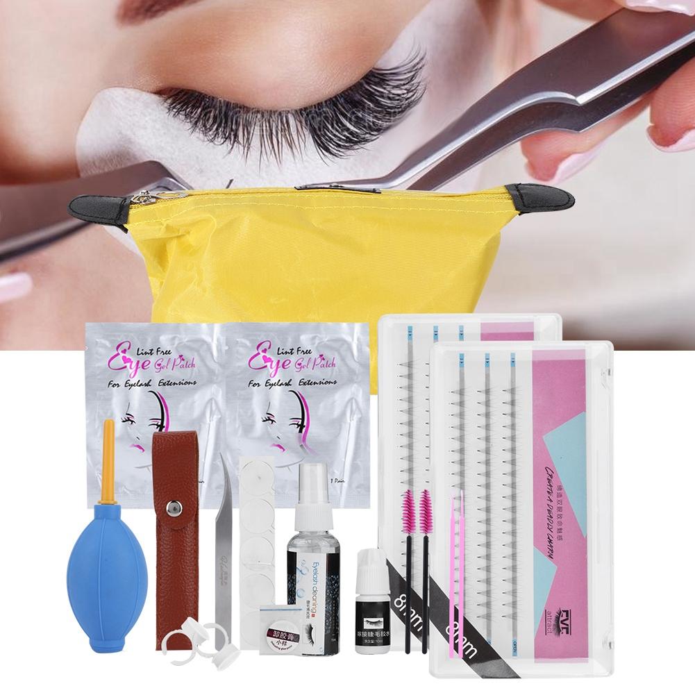 Eyelashes Grafting Tool Set Eyelash Extension Glue Tweezer False Eyelash Kit (8mm+8mm)