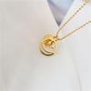 Titanium Steel Smiley Face Round Bead Necklace, Women's Fashionable Clavicle Chain with Simple Luck Pendant.