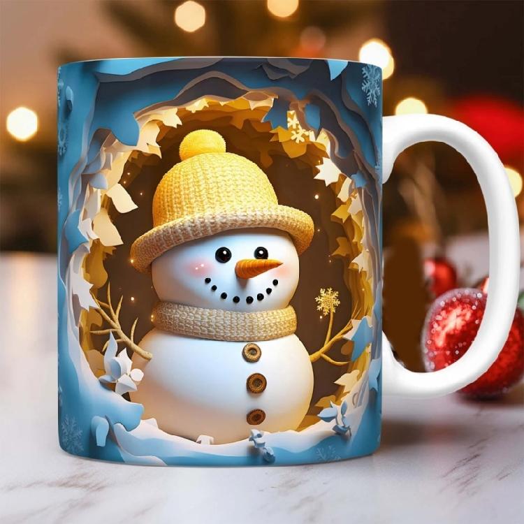 Festival Snowman Themed Ceramic Mugs Christmas Kitchenwares For Coffee Teas Dishwasher Friendly Homes Use
