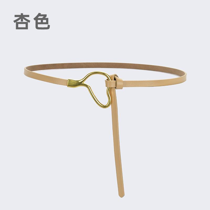 Women'S Leather Belt Knotted Decoration With Dress Shirt Simple Pure Cowhide Thin Belt Trendy
