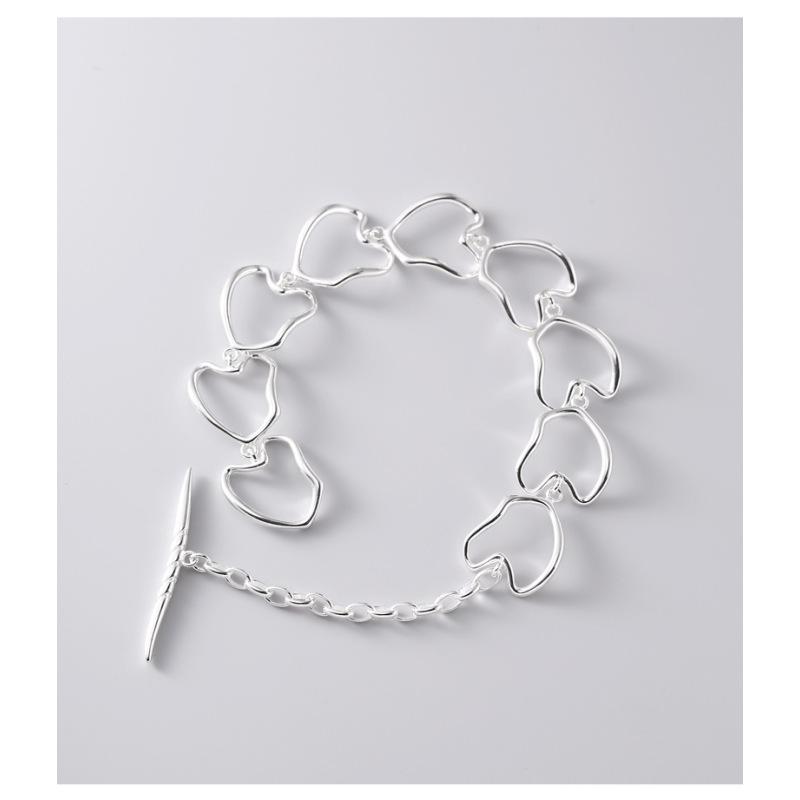 925 Sterling Silber Unregelmäßig Geformte OT Schnalle Hohl Liebe Armband Weibliche Einfache Nische Design Vielseitiges Armband