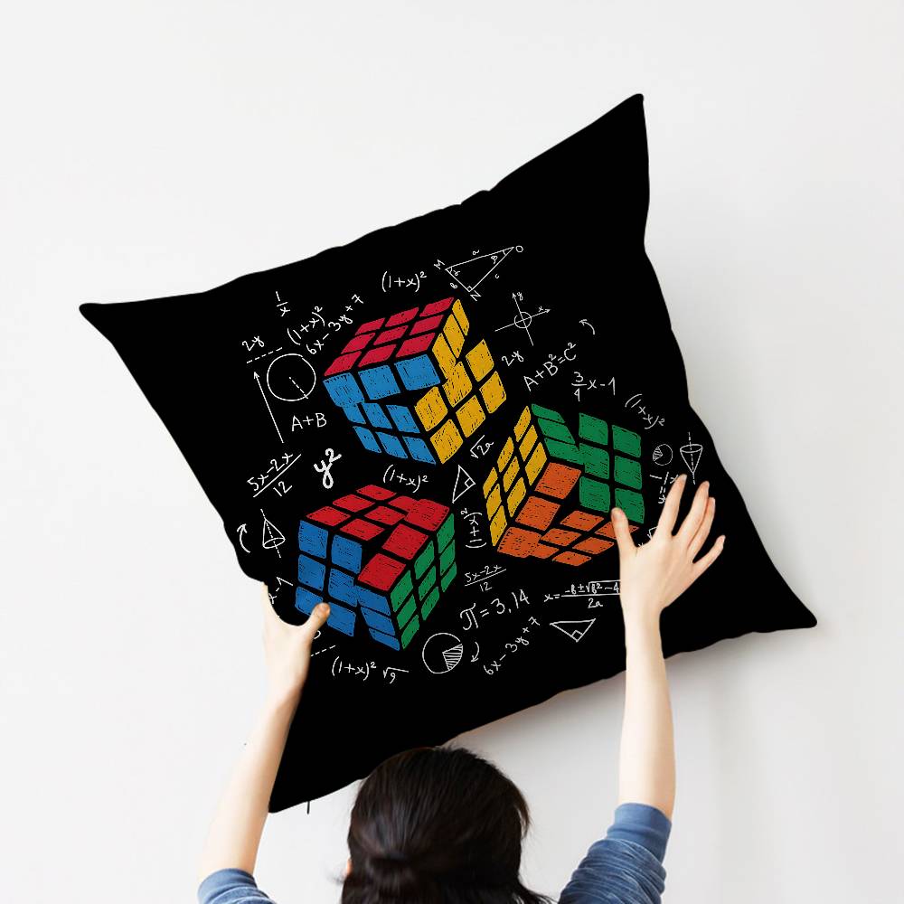 Car Living Room Sofa Cushion Cover Rubik'S Cube Cartoon Pattern Cushion Cover Luxury Home Decoration Pillow Cover
