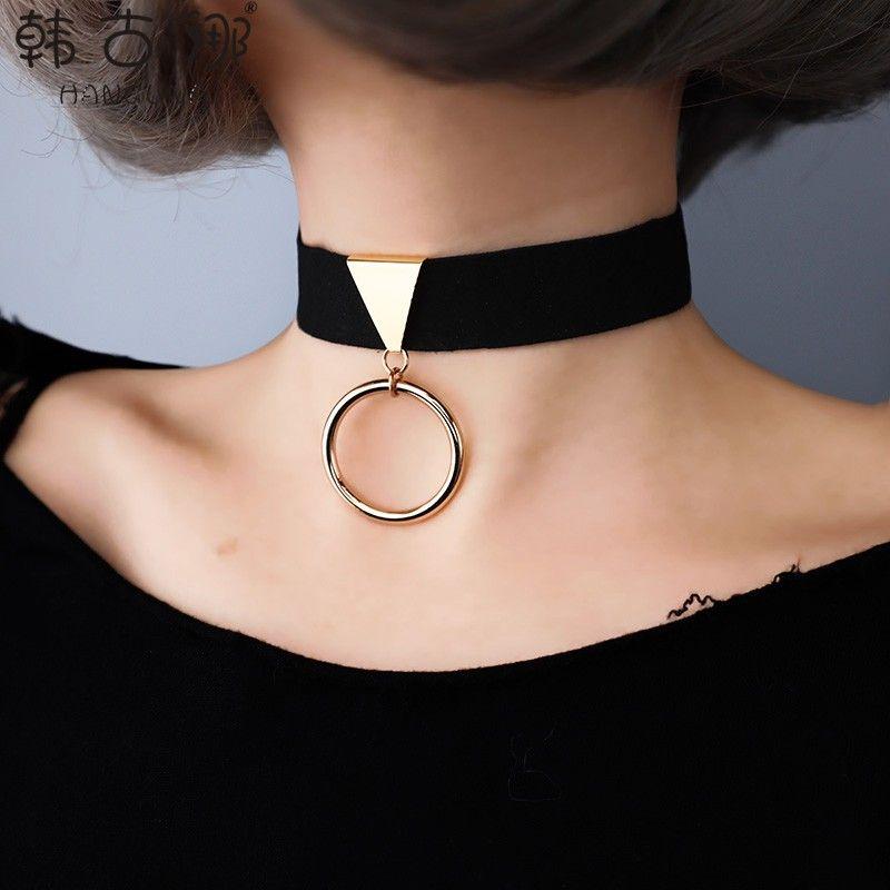 

Gothic Women Harajuku Neck Accessories Dark Men Necklace The main picture is gold wide (2.5cm)