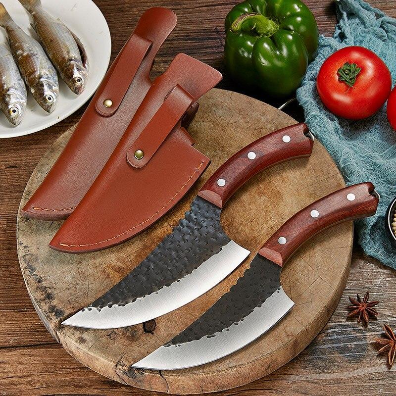 

Нержавеющая сталь Тесак для мяса Охотничий нож Кованый нож ручной работы Нож для обвалки Нож шеф-повара Кухонный нож Нож для мясника Рыба