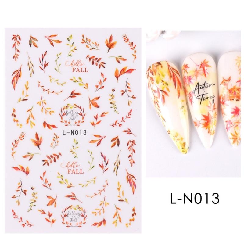 Thanksgiving Nail Decorations 6 Sheets with Maple Leaves and Pumpkins Self Adhesive Nail Art Stickers for Women