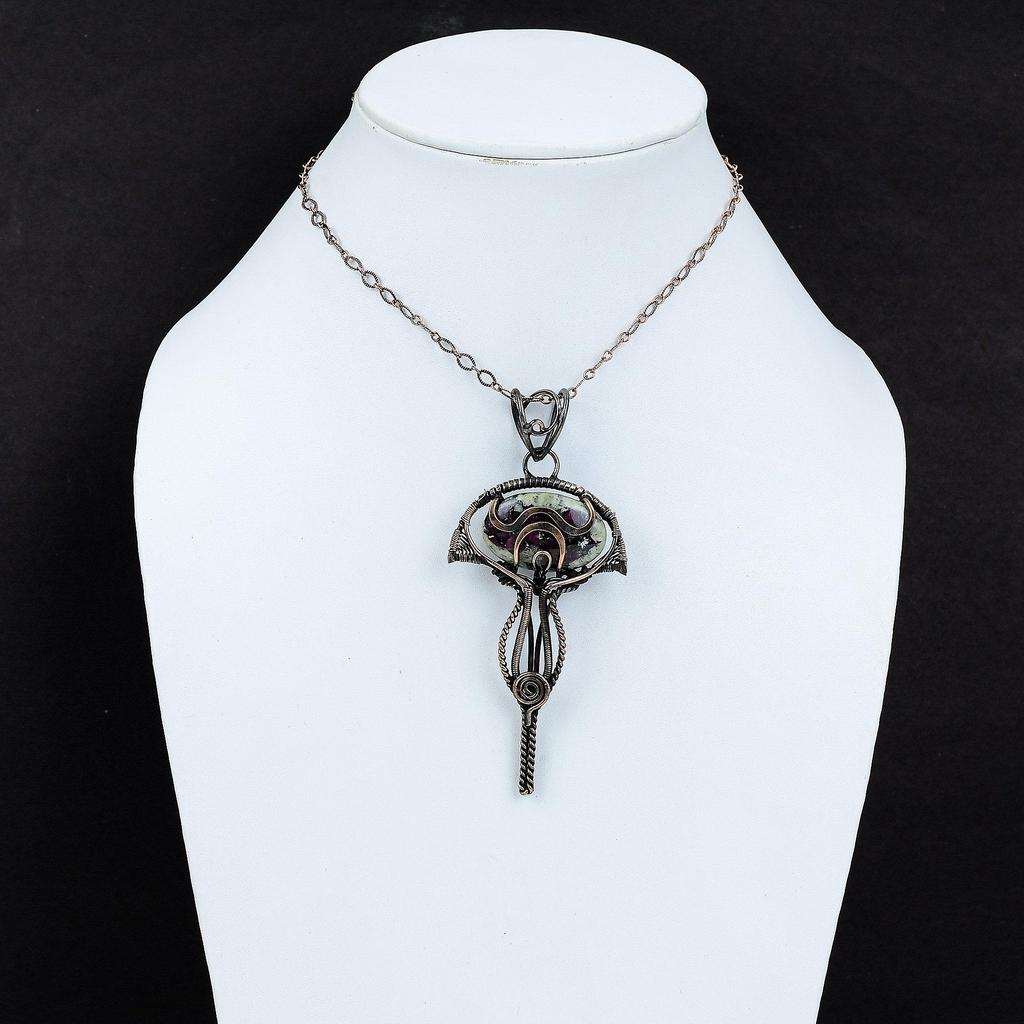 Eudialyte Pendant Copper Wire Wrapped Pendant Eudialyte Jewelry Handmade Natural Gemstone Pendant Anniversary Gift Copper Wire Wrap Jewelry