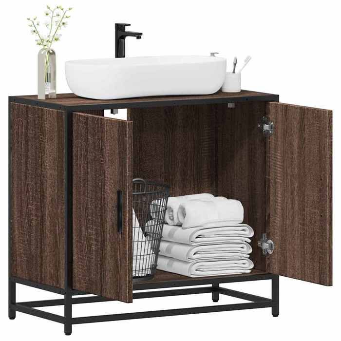 VidaXL Bathroom Vanity Unit Brown Oak 65x33x60 Cm, Bathroom Sink Cabinet, Bathroom Furniture 849268