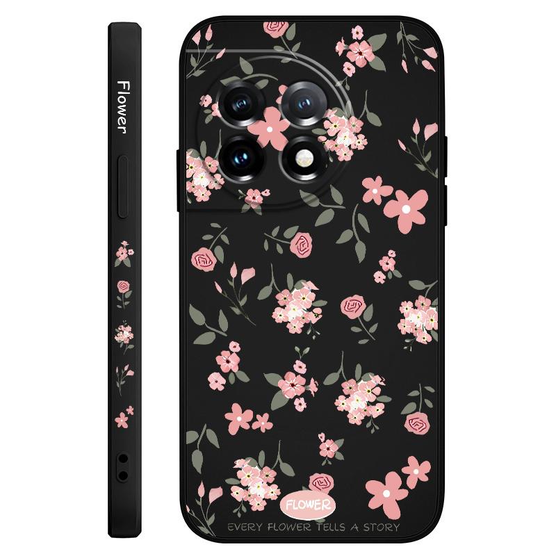 

Floral Scent Phone Case For Oneplus 12 12R 11 11R 10 10R 10T 9R 9RT 9 8T 8 7 7T Pro 5G Liquid Silicone Cover OnePlus 11 5G чорний