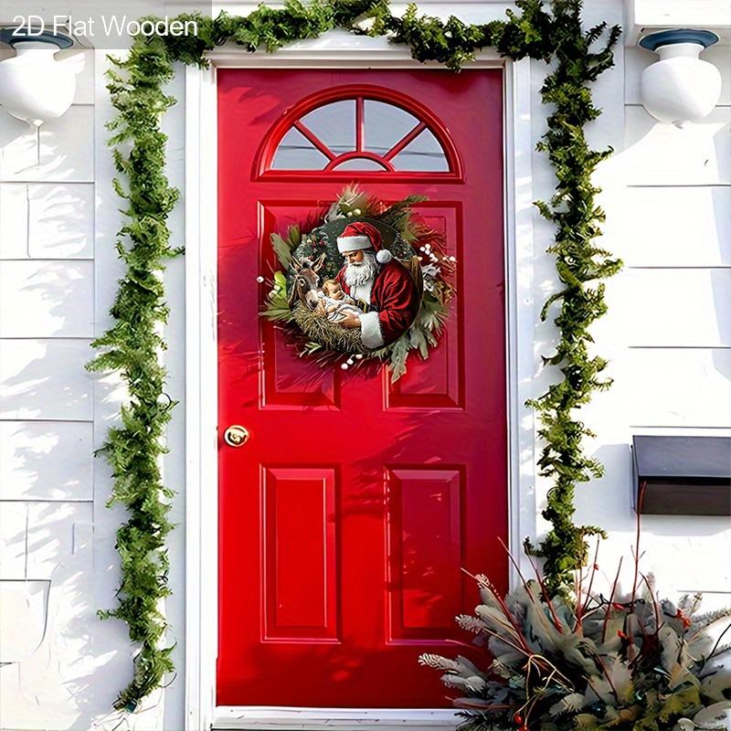 Christmas Decoration Sign,indoor Hanging decorations,2D Flat Wooden Product with The Pattern Is Santa Claus Holding a child,Christmas Gifts for Family