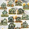 17Pcs Watercolor Retro Cute Cartoon Wooden House Stickers /DIY Craft Photo Journal Decor Album Diary Stationery Scrapbooking