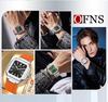 OFNS Luminous Square Steel Band Quartz Watch with Calendar