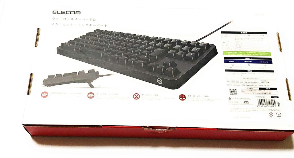 Elecom TK-G01UKBK Wired Mechanical Gaming Keyboard, Full Key Rollover, Japanese Layout, 50 Million Key Presses, Black