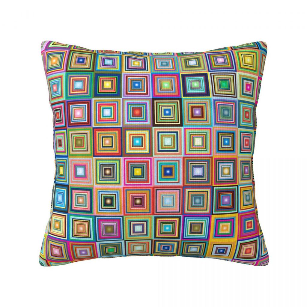 Black and White Retro Square Pillowcase Checkerboard Decorative  Sofa Zipper Spring Cover