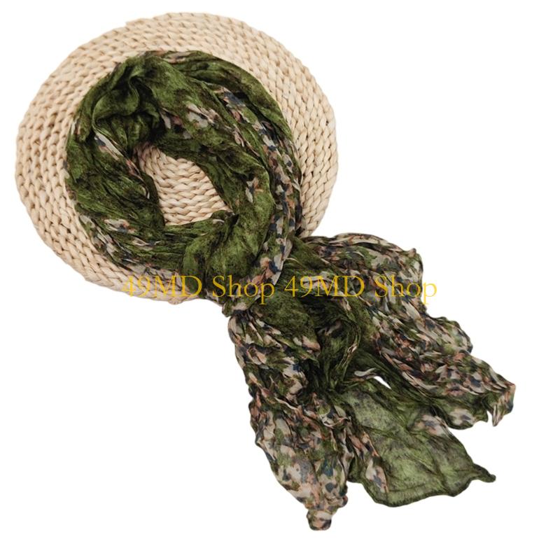 49MD Fashion Crinkled Scarf Stylish Layering Neckwear Polyester Long Scarf For Women