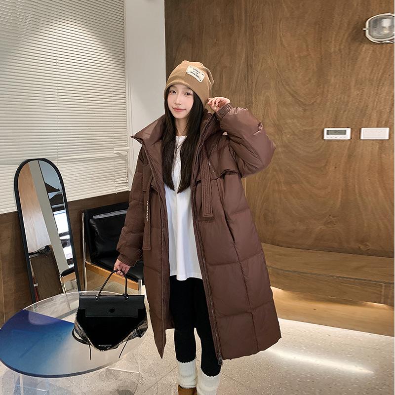 Korean Version of Hooded Thickened Down Cotton Jacket Women's Loose Mid-length Bread Jacket Winter New Fashion Over-the-knee Jacket